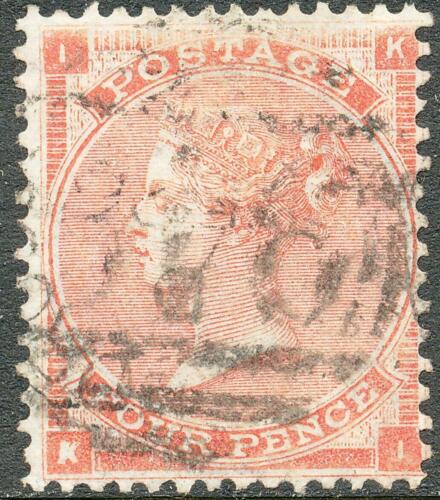 GB 1862 QV 4d Pl.3 pale red without hairlines (KI) very fine used MAJOR VARIETY - Picture 1 of 2