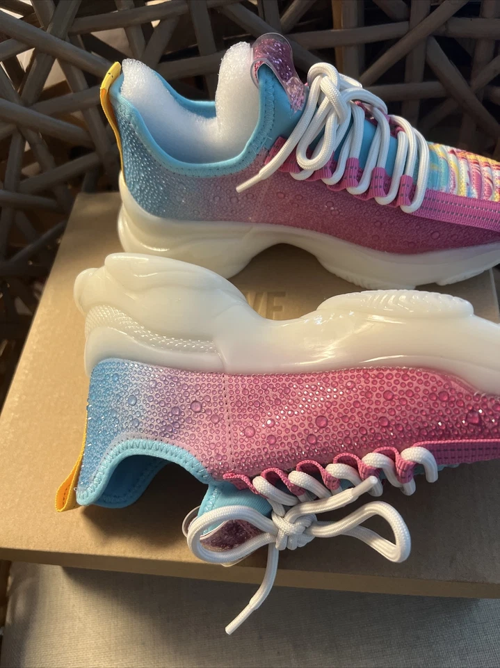 Novo Tênis Steve Madden J Maxima Strass Multi Meninas Malha Moda 3 Novo com etiquetas - Imagem 3 de 4