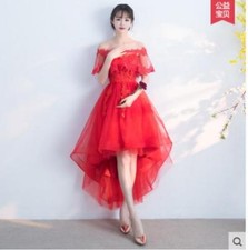 Womens Sexy Party Slim Ball Gown Off Shoulder Wedding Dress Mid Length Skirt Y49