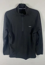 Patagonia Capilene Base Layer Mens Medium Black 1/4 Zip Pullover Logo USA