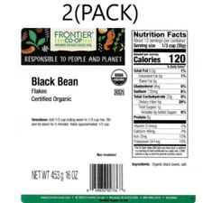 2 Pack - Frontier Black Bean Flakes Organic 16 oz. each - Best by 11/2026