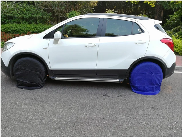 Cubiertas de neumáticos de rueda de 32 pulgadas tela Oxford para auto camión remolque cámper protector de neumáticos Foto 4 de 4