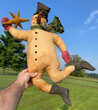 Large VGT Primitive Christmas Fabric Snowman with Carrot Nose Decor 27 X 23"