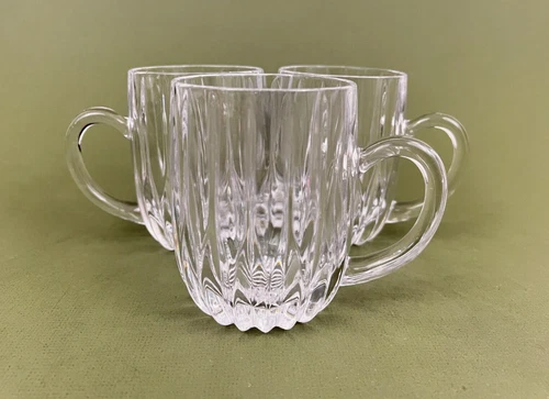 Set of 3 Mikasa Park Lane Cut Crystal Mug Glasses 4 3/8''
