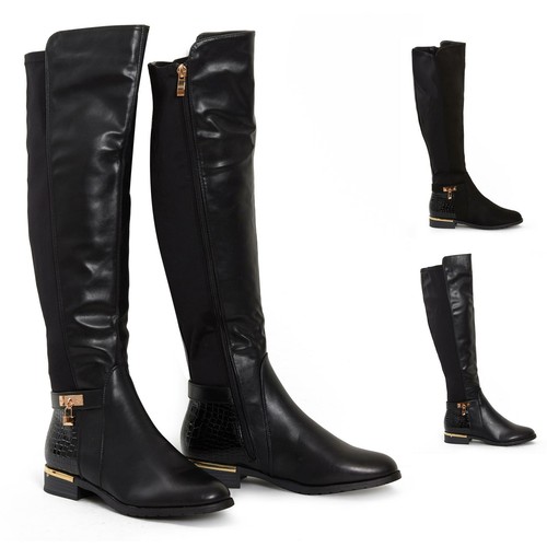 womens black knee high suede boots