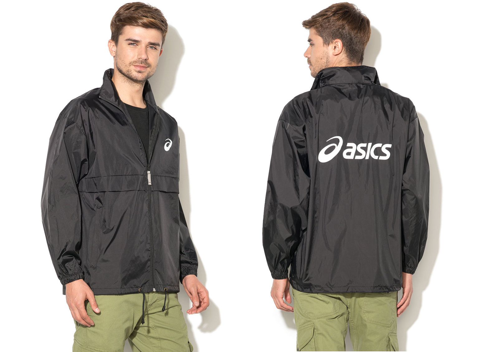 ASICS Men's Running Jacket Sports Gym Windbreaker Event Top Black