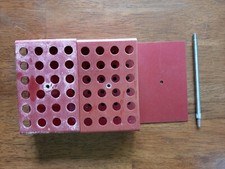 Two metal micriotube racks, one supporting rod, one compatible metal plate 