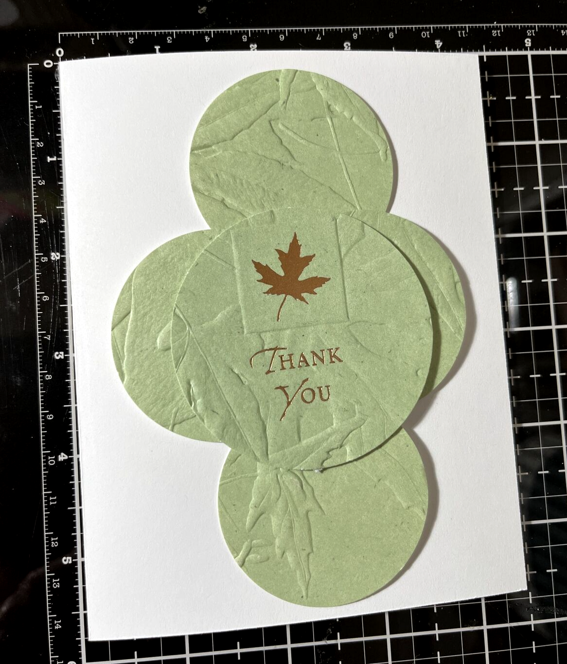 Card Making Kit - Thank You Card Making Supplies Textured Green & Gold Circles