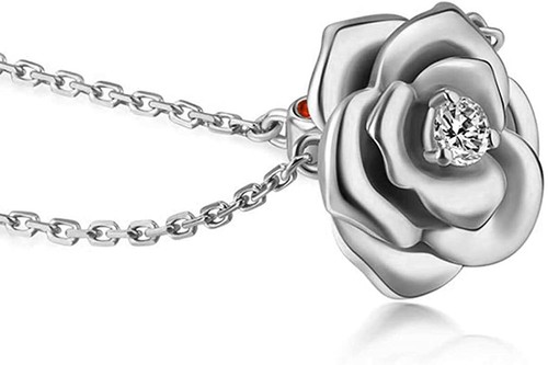 Sterling Silver CZ Stone Flower Pendant Necklace Jewelry Gift For Women - 18" - Picture 5 of 5