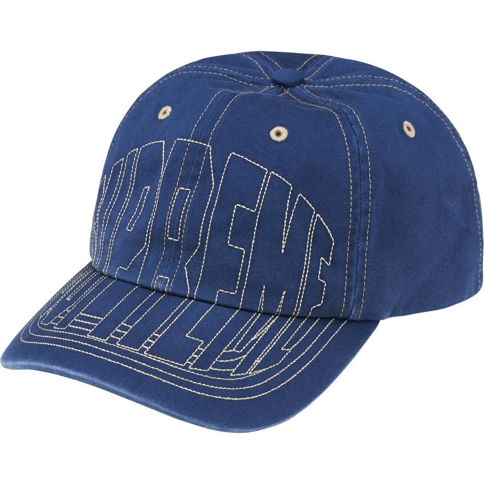 Casquette chapeau à bretelles Supreme Stitch LOGO 6 panneaux SS23 SS23H69 LT MARINE   NEUF