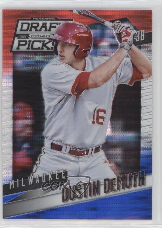 2014 Prizm Perennial Draft Picks Red White & Blue Pulsar Dustin DeMuth #52 1t6