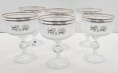 Vntg Bohemia Cristalline Crystalex Spirit/Dessert Glasses Set Of 6 W/Box Frosted