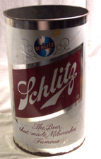 Metal Trash Can / SCHLITZ BEER / 14 3/4" Tall x 8 3/4" Diameter /Very Good Shape