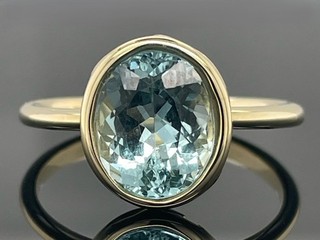 RING GR.21 (CA.66) 585/ GG MIT SANTA MARIA AQUAMARIN FACETTENREICH SCHMUCKJAGD