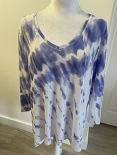 Chico's Zenergy Women's Tie Dye Tunic Top 3/4 Sleeved Purple/White Size XL-3