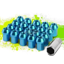 JDM ALUMINUM SKY BLUE M12X1.5 25MM OD CLOSE-END 35MM LUG NUTS 20PCS/SET+ADAPTER