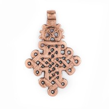 Copper Coptic Cross Pendant 66x43mm Ethiopia African Large Hole Handmade