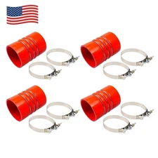 4PCS 7715-0002 Silicone Red Hump Hose Charge Air Cooler W/Clamps 4" X 6" 4 inch