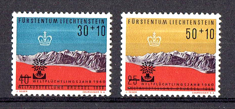 LIECHTENSTEIN 1960 WORLD YEAR OF THE REFUGEE SEMI POSTAL SC#B22-B23 MH OG
