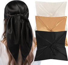 35  Large Square Satin Head Scarf - 3Pcs Silk Like Head Scarves Silk Bandana Sat