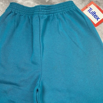 vintage 90s TULTEX TEAL SWEATPANTS Mens S blank plain 50/50 cuffed 