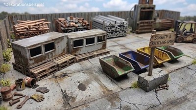 1/87 Recyclinghof Wertstoffhof Baustelle Baucontainer+Schuttcontainer opt rostig