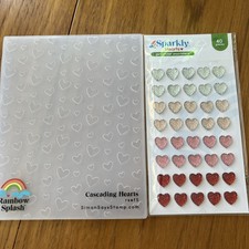 Rainbow Splash Cascading Hearts Embossing Folder  Sparkly Heart Gems