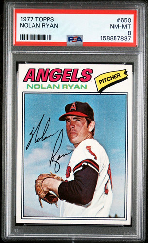 Nolan Ryan 1977 Topps #650 Angels GOAT HOF Dead Centered Sharp PSA 8 NM MINT