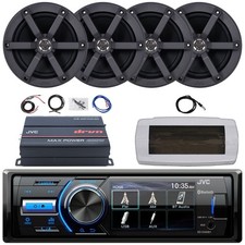 JVC Single-DIN Marine Receiver, 4x 6.5" 100W Max Speakers, 4-Channel Amplifier