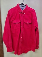 Claybrooke Flannel Shirt Size XL Bright Red Button Up Long Sleeve USA Made