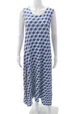 In Bed With You Womens Scoop Neck Knit Geometric Print Dress Blue White Small