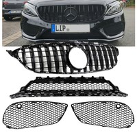 KüHlergrill +Gitter Schwarz Glanz FüR Mercedes W205 S205 14-18 AMG Panamericana