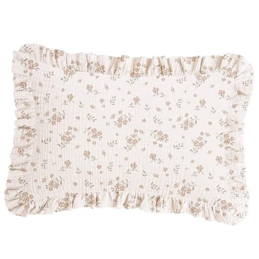 Flounce Muslin Toddler Pillowcase, Soft Cotton Toddler Pillow Case for Floral