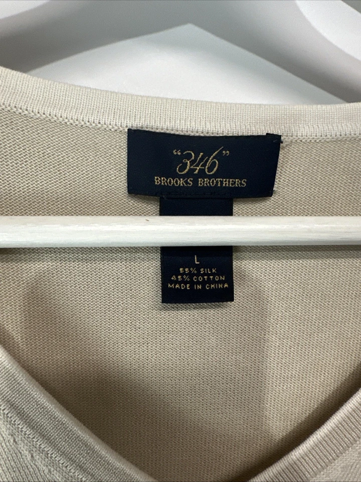 Brooks Brothers 346 Women's Tan Silk Cotton Blend Pullover Knit Top Size Large - Image 2 of 4