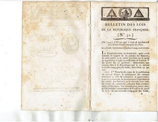 Révolution Napoléon 1er Empire : loi 1794 compagnie des Indes assignats mutilés