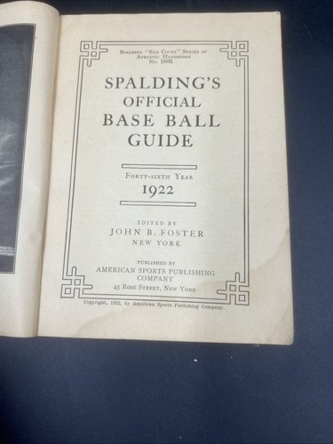 Guida Ufficiale Baseball 1922 Spalding's Biblioteca Atletica - Foto 7 di 7