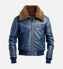 Men’s RAF B3 Flying Bomber Aviator Coat Sheepskin Shearling Fur Leather Jacket