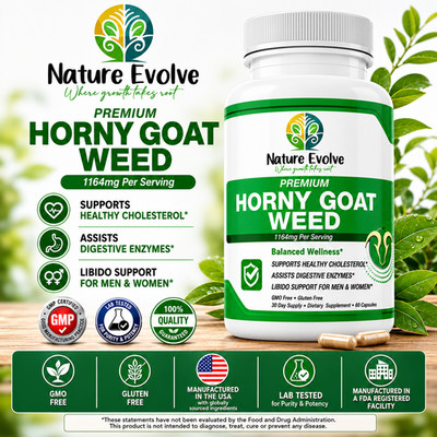 Nature Evolve Premium Horny Goat Weed   1164mg Per Serving   60 Capsules