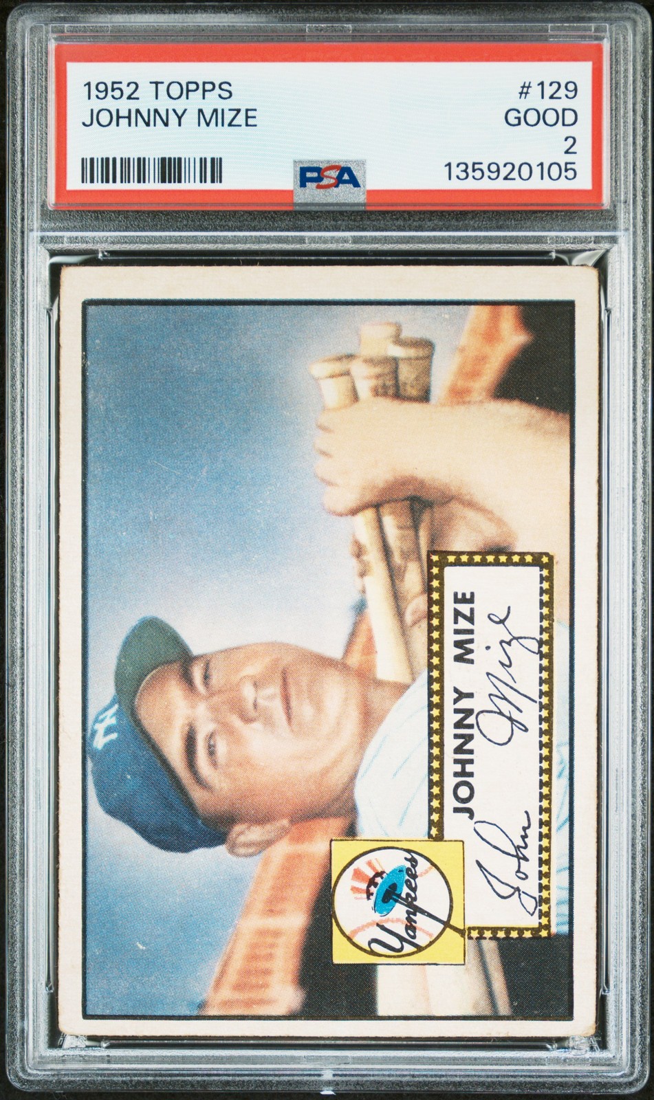 1952 TOPPS #129 JOHNNY MIZE PSA 2