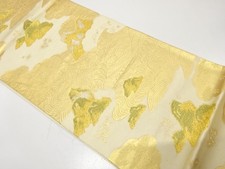 7629773: JAPANESE KIMONO / ANTIQUE FUKURO OBI / SILK / WOVEN ROUGH WAVE