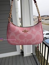 Coach Outlet Powder Pink Teri Shoulder Bag In Signature canvas