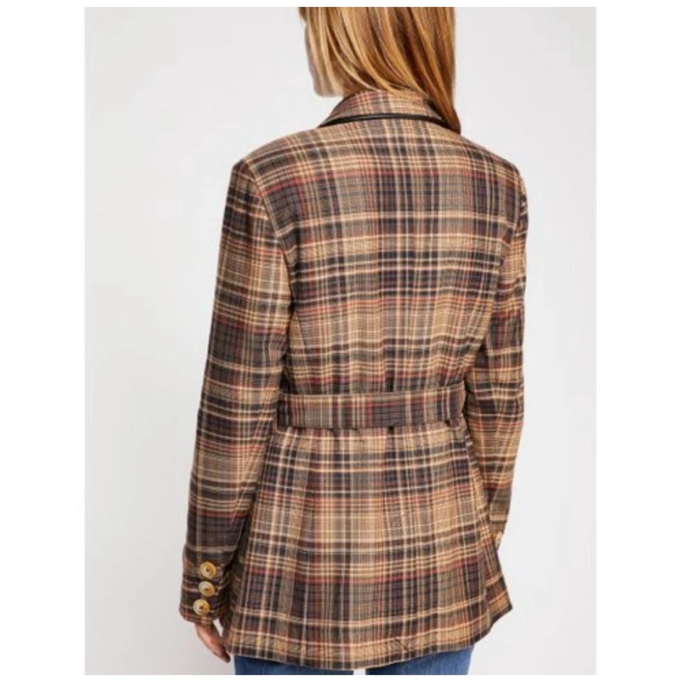 Chaqueta Blazer Free People Emily Cuadros Pequeña Preppy Academia Foto 4 de 4