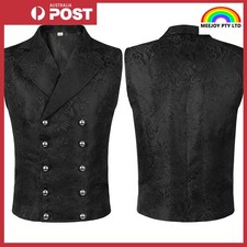 Men's Gothic Jacquard Waistcoat Victorian Steampunk Double-Breasted Vest