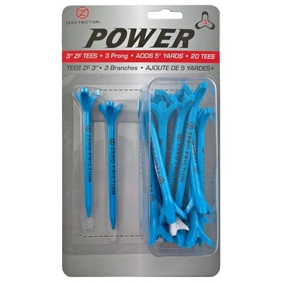 Zero Friction Power 3 - 3 Prong - 3" Low Resistance Plastic Golf Tees (20pc) New