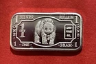 Bullion For Baby! Solid Silver Panda Bear Bar! 1 Gram .999 Pure Silver!