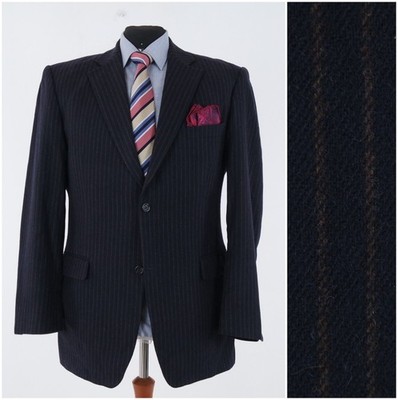 Mens Dark Blue Blazer 44R US Size MCGREGOR Striped Wool Sport Coat Jacket