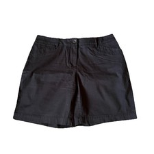 Talbots Women's Size 4 Classic Mid Rise Stretch Chino Black Shorts 7 Inseam