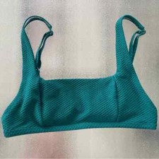 Women  s Textured Teal Green Bikini Top Sz Large Target Swim Suit Bralette NWOT