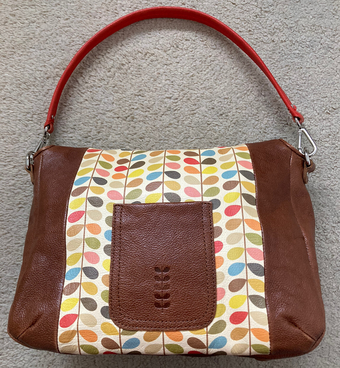 ORLA KIELY VINTAGE SMALL STEM PRINT ROSEMARY LEATHER BAGEXCELLENT