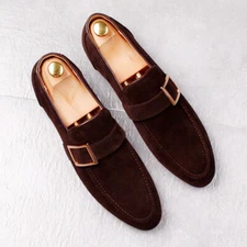 Men's Leisure Faux Suede Business Shoes Pointy Toe Formal Flats Loafers Pumps